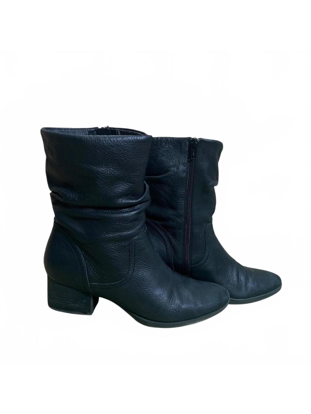 Abeo Bio System Faith Black Leather Slouchy Mid Calf Womens Ankle Boots EU 41 US